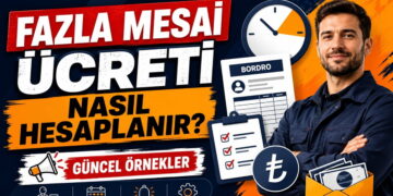 Fazla mesai ücretinin saatlik maaş ve çalışma süresine göre hesaplanmasını anlatan görsel