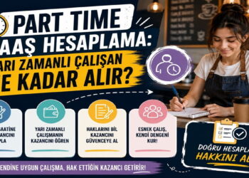 Yarı zamanlı çalışanların saatlik çalışma süresine göre maaş hesaplamasını anlatan görsel